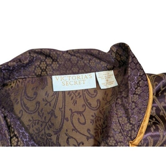 Victorias Secret Vtg Gold Label Pajama Set Size Small Maroon Brocade/Gold-Lounge - Picture 2 of 10